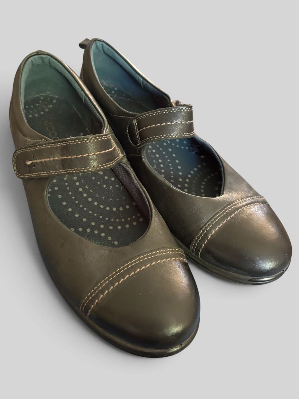 Ecco Women’s Black Leather Mary Jane Comfort Walking Flats Shoes Size 42 Size 11